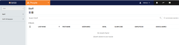 RapidID dashboard main screen, showing the Staff module.